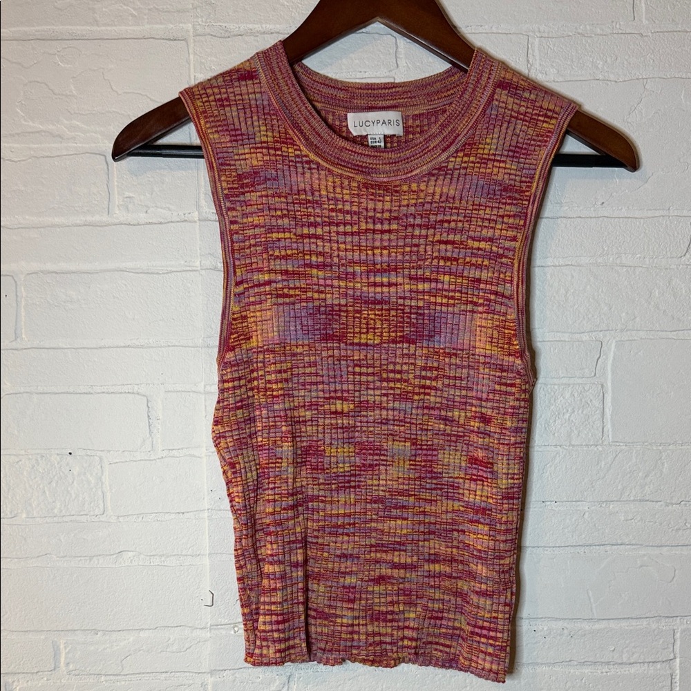 Lucy Paris Pink and Orange Knit Tank Top